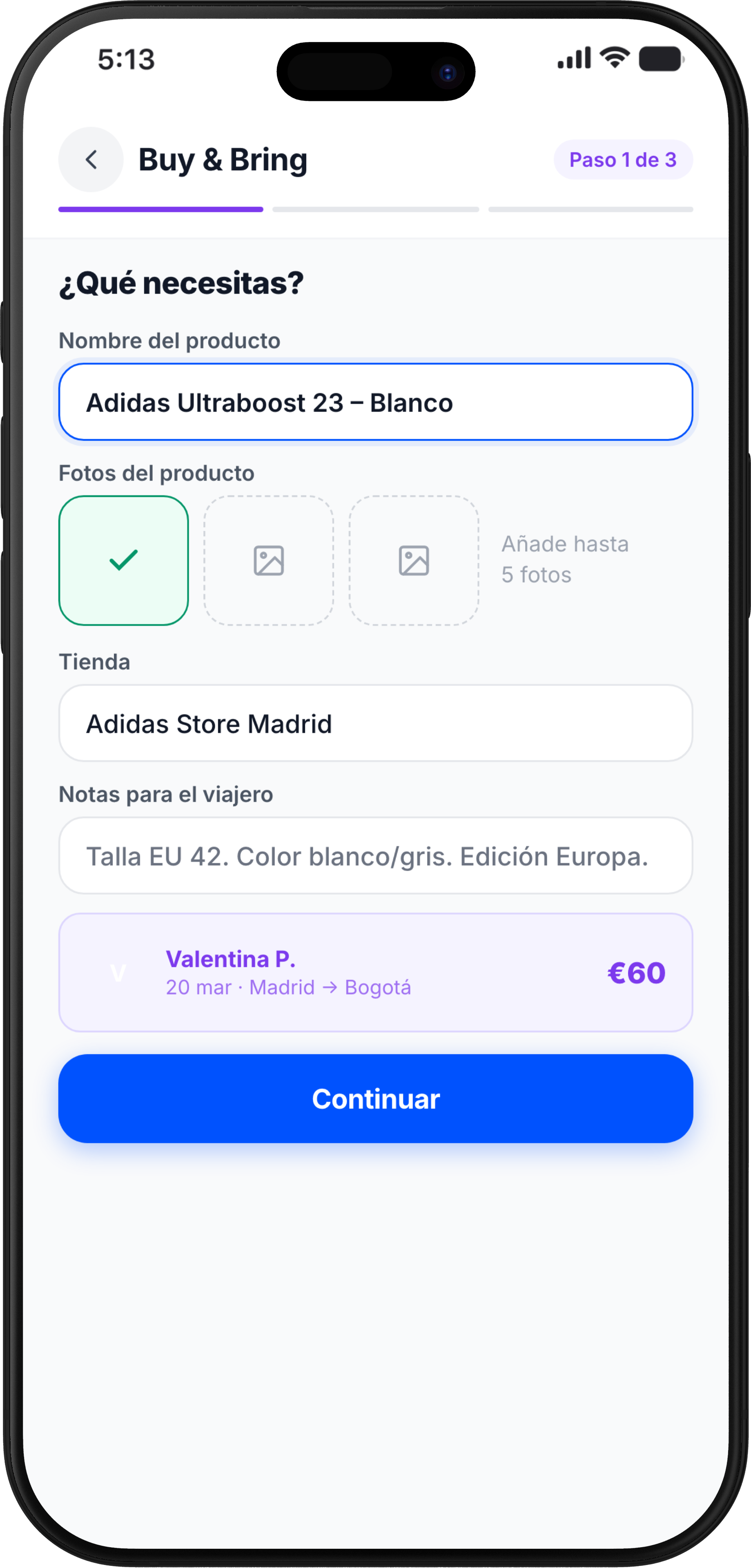 Buy & Bring en la app Pakiter