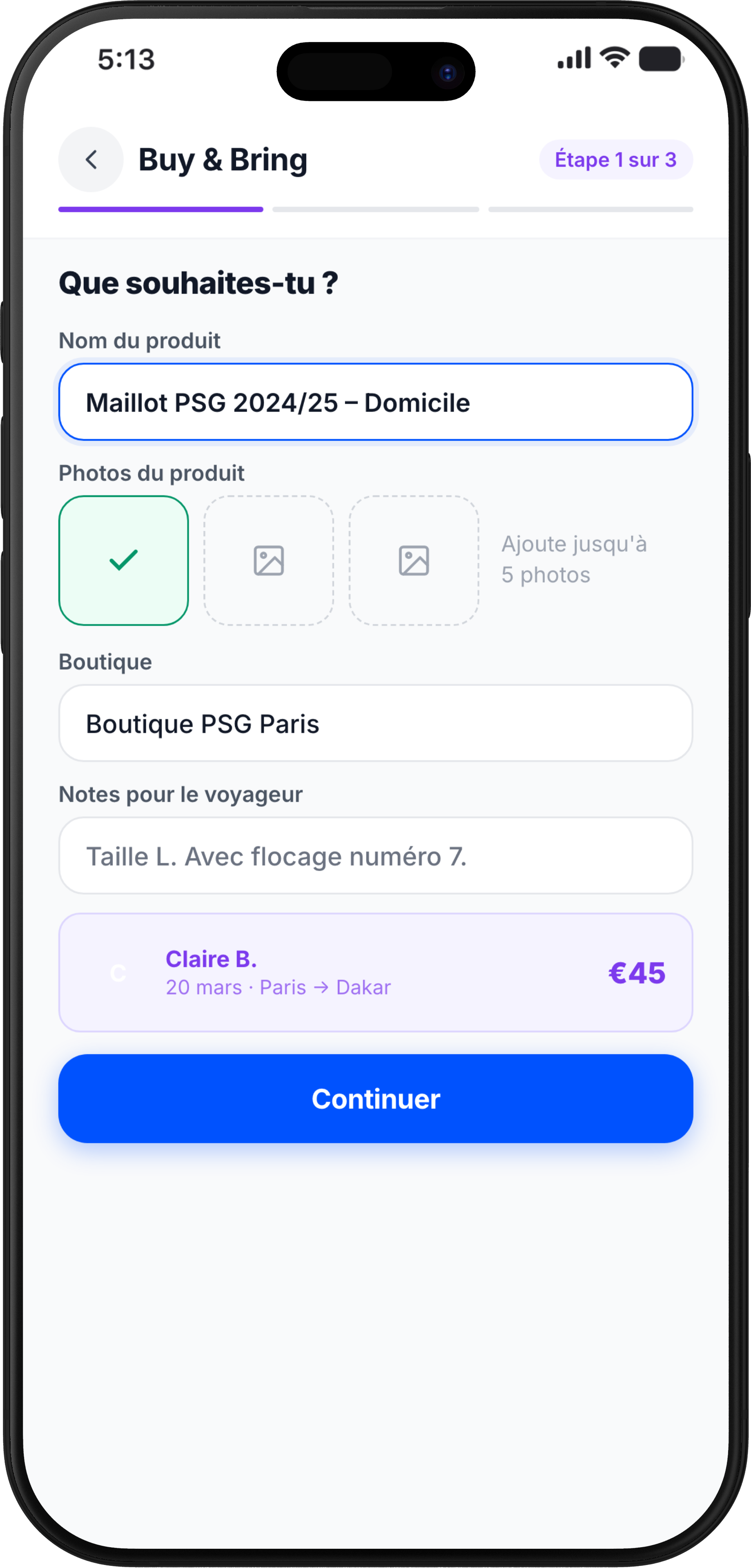 Buy & Bring dans l'app Pakiter